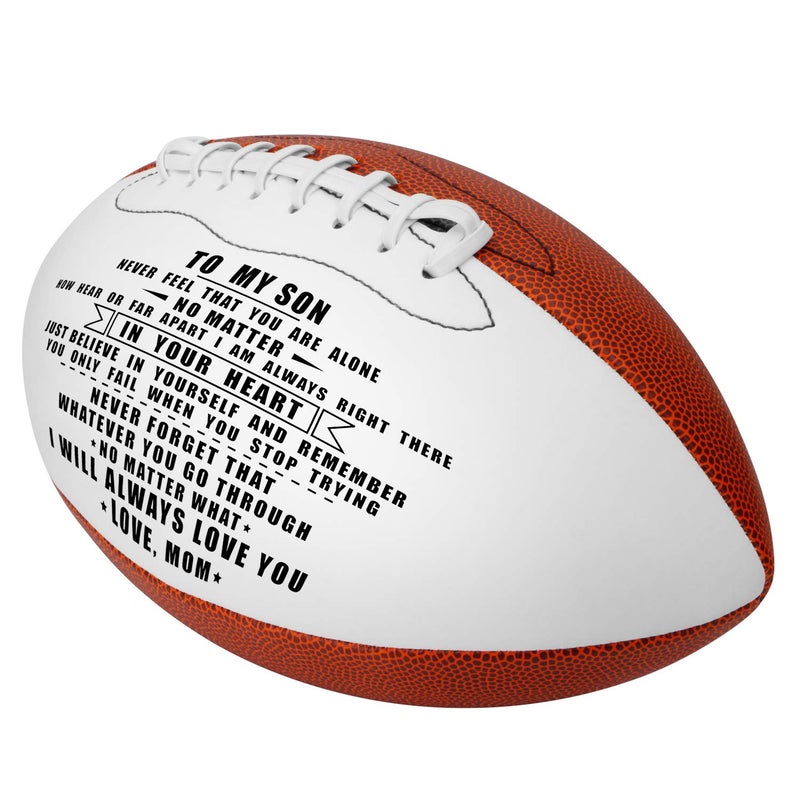 KWOOD Personalized Football Gift for Son, Engraved Leather Indoor/Outdoor Football with Pump & Carrying Bag, Birthday Christmas Graduation Gift for Son from Mom - Image 2